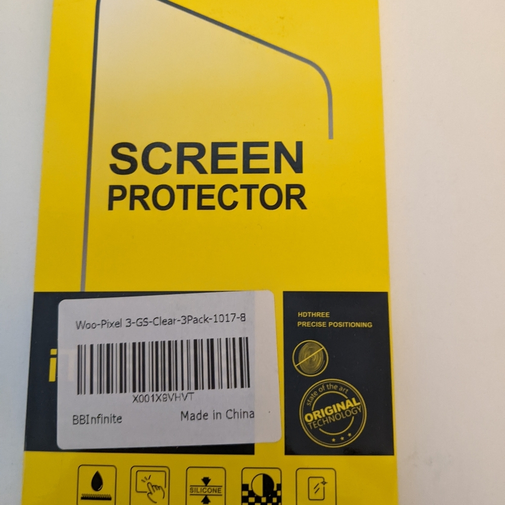 NIB 3 Pack-Screen Protector 1017-8, Woo- Pixel 3- GS-Clear Original Owner